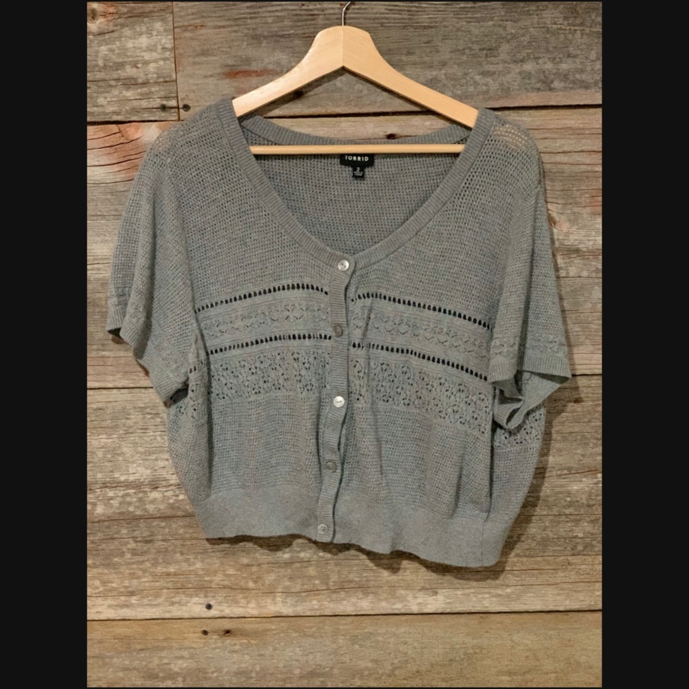 Torrid Gray Button Knit Shrug